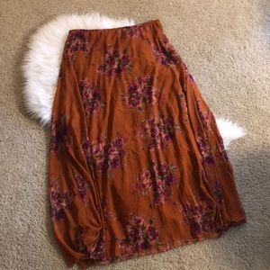 Elle burnt orange floral skirt